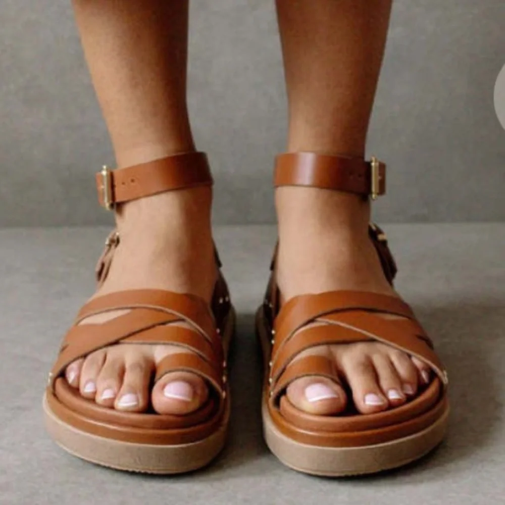 New: Alohas Buckle Up Leather Sandal in Tan. Size 41 - Picture 2 of 16